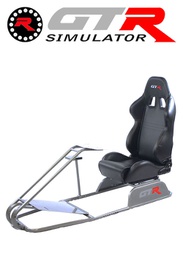 [675857] GTR Simulator GTS Model Simulator with Diamond Silver Frame Adjustable Leatherette Real Racing Seat - Black