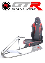 [675858] GTR Simulator GTS Model Simulator with Diamond Silver Frame Adjustable Leatherette Real Racing Seat - Black/Red