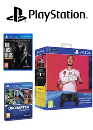 [676329] PS4 DS4 Controller Black + FIFA 20 Bundle + 2 Games