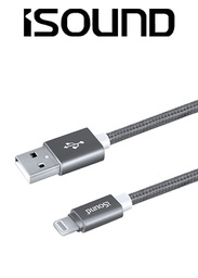 [676635] ISOUND 10FT(3M) BRAIDED LIGHTNING CABLE - SILVER