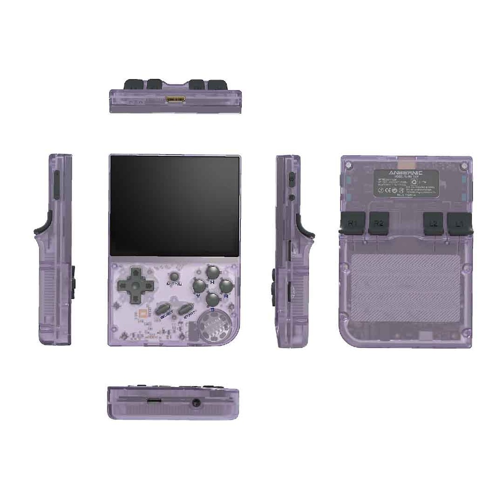 ANBERNIC Handheld Game Console Linux System 3.5 Inch HDMI output 64GB (Transparent Purple)
