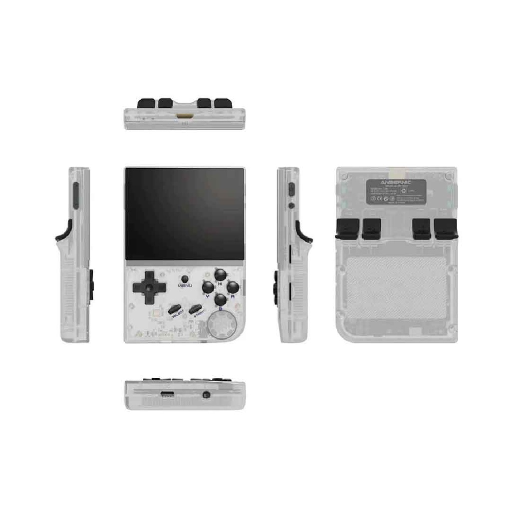 ANBERNIC Handheld Game Console Linux System 3.5 Inch HDMI output 64GB (Transparent White)