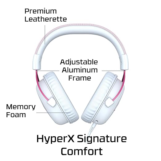 HyperX Cloud II Gaming Headset for PC, PS5 / PS4. Includes 7.1 Virtual Surround Sound and USB Audio Control Box Pink