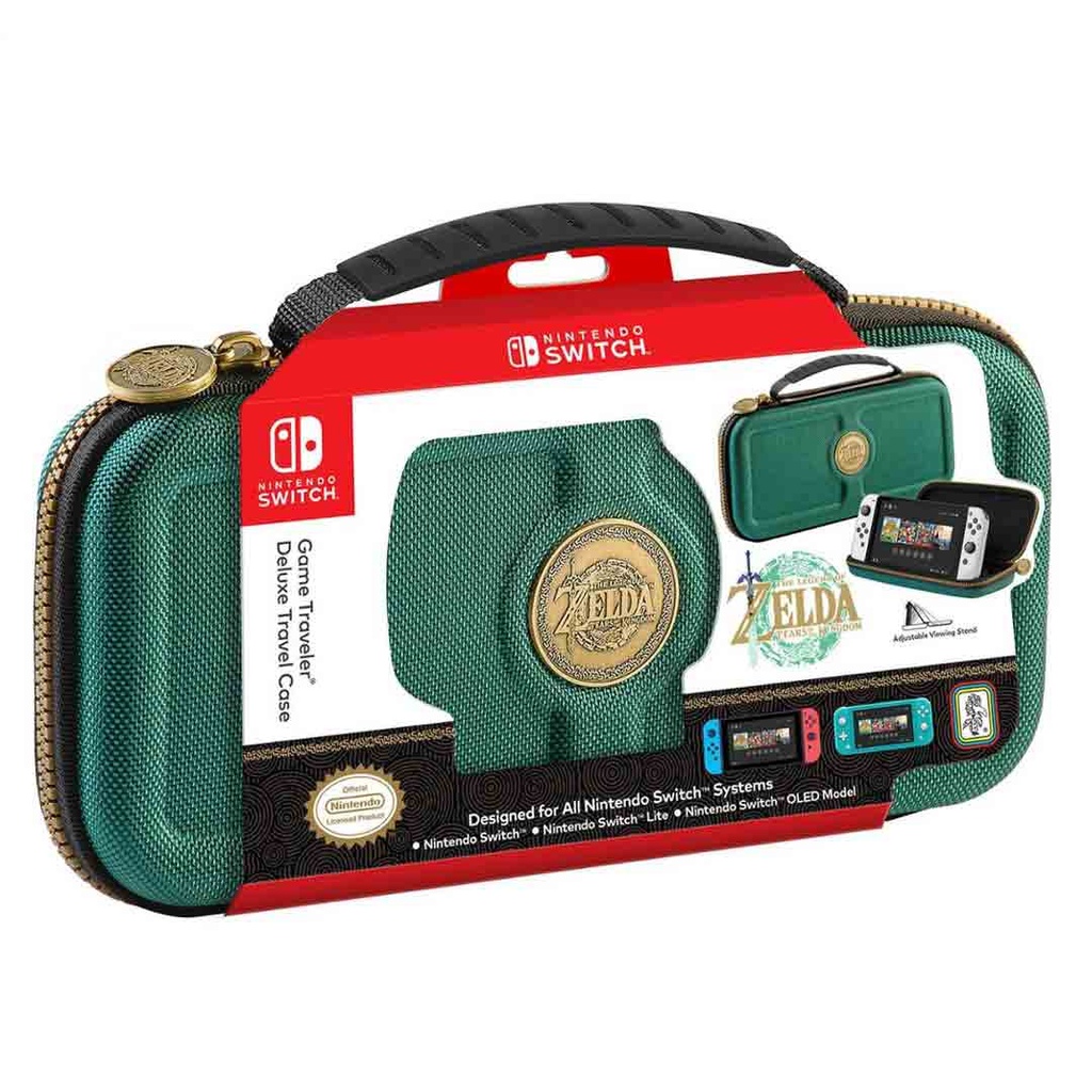 RDS Industeries-NS Traveler Deluxe Travel Case- Zelda Tears Of The Kingdom  For All NS Console- Green