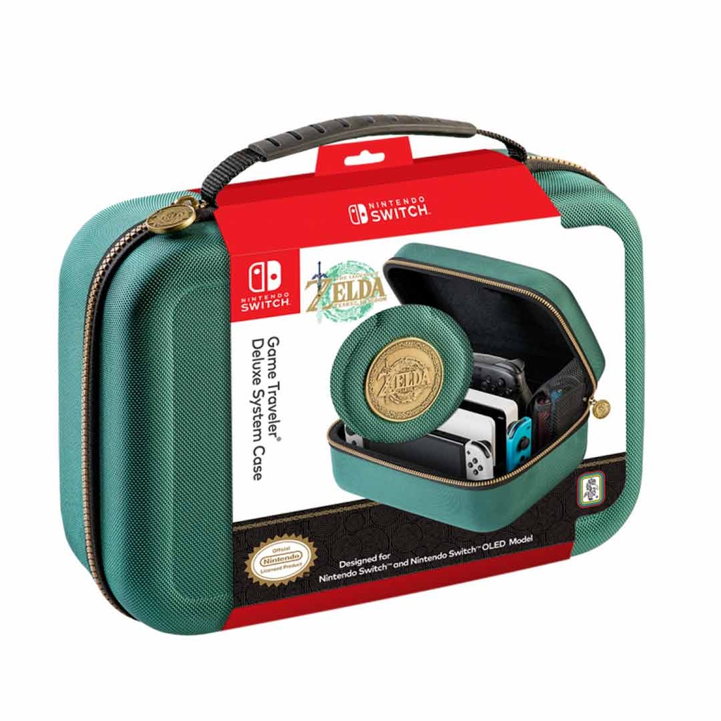 RDS Industeries-NS Traveler Deluxe Travel XL Case-Zelda Tears Of The Kingdom For NS OLED- Green