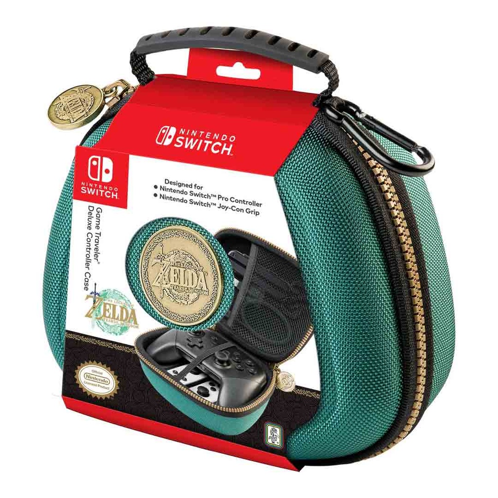 RDS Industeries-NS Traveler Deluxe Travel Controller Case - Zelda Tears Of The Kingdom For Pro And Joy-Con Controller- Green