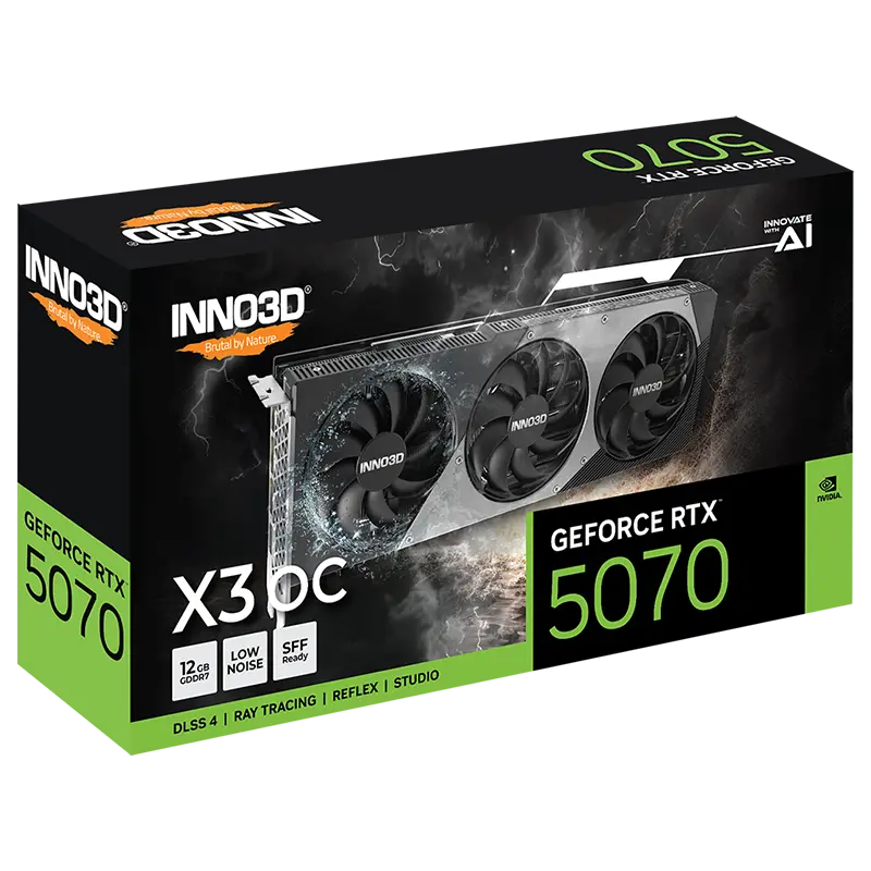 Nvidia INNO3D X3 OC GeForce RTX 5070 12GB GDDR7 Graphics Card - Black 3.webp