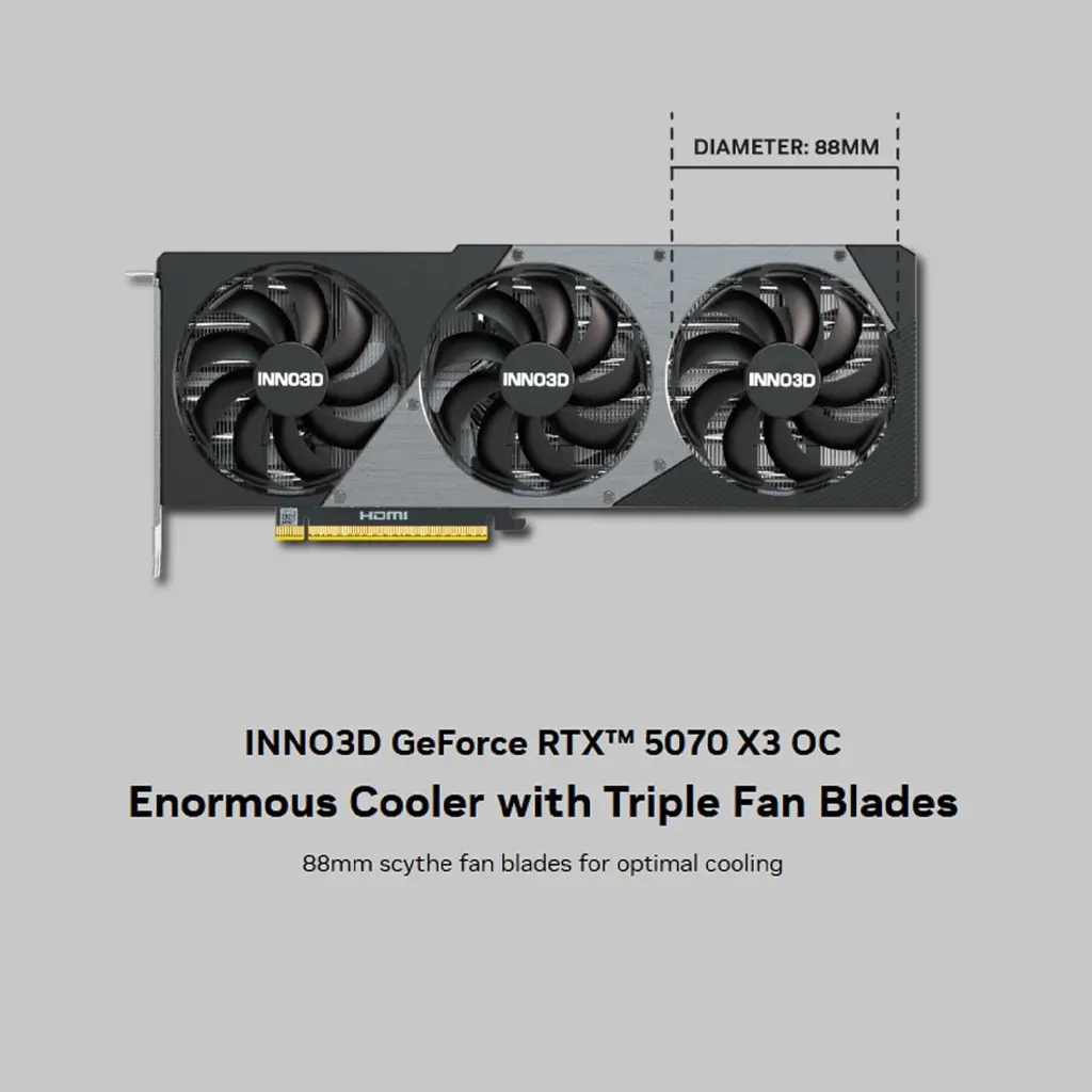[700882] Nvidia INNO3D X3 OC GeForce RTX 5070 12GB GDDR7 Graphics Card - Black 3.webp
