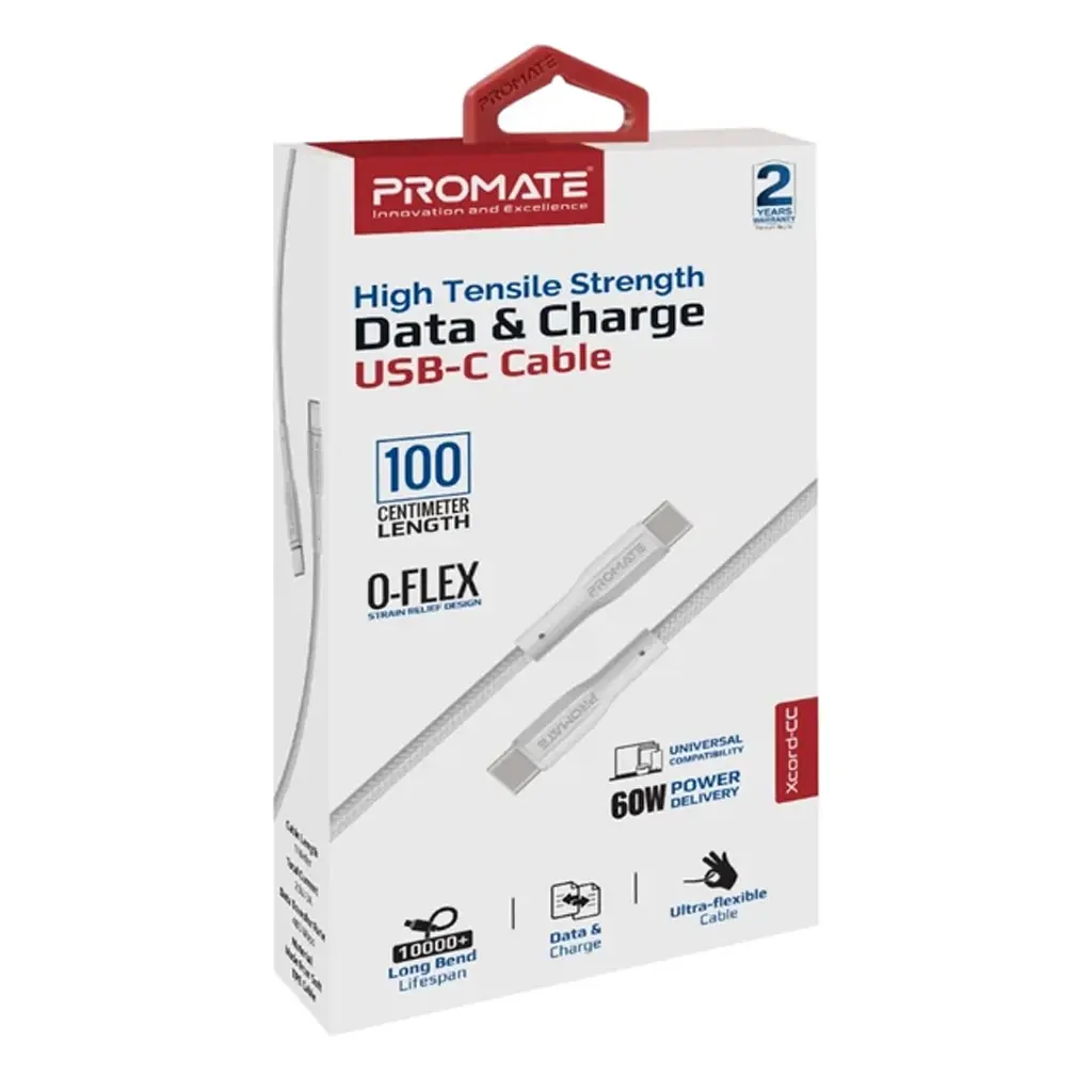 [702827] Promate xCord-AC Super Flexible Data and Charge USB-C Cable White 4.webp