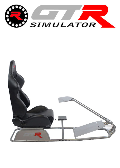 GTR Simulator GTS Model Simulator with Diamond Silver Frame Adjustable Leatherette Real Racing Seat - Black
