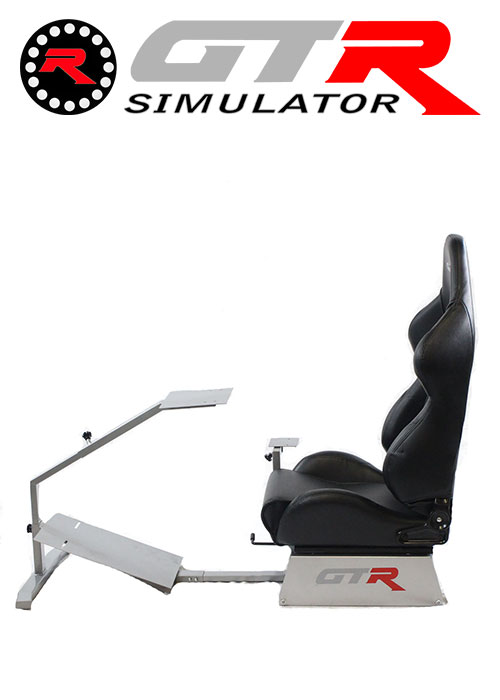 GTR Simulator Touring Model Simulator with Silver Frame and Adjustable Leatherette Racing Seat - Black