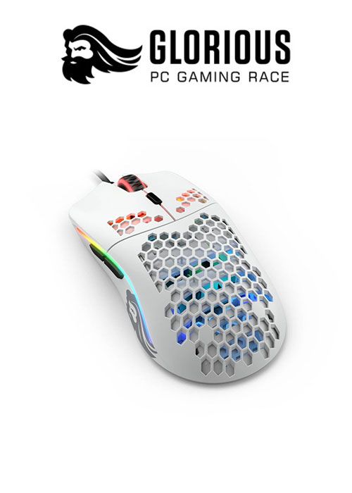 Glorious Model O RGB Gaming Mouse - Matte White + Free Bungee