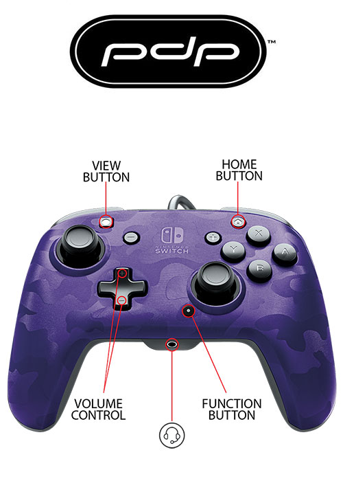 NS PDP Nintendo Switch Face-off Deluxe Controller + Audio (Camo Purple)