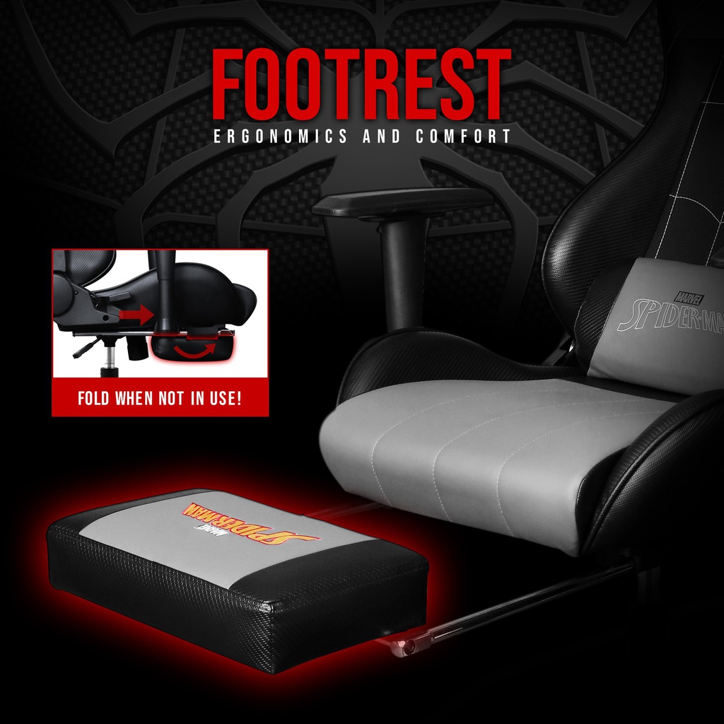 ARCR - Marvel Avengers Gaming Chair With Racing Chairs Footrest - Spider-Man