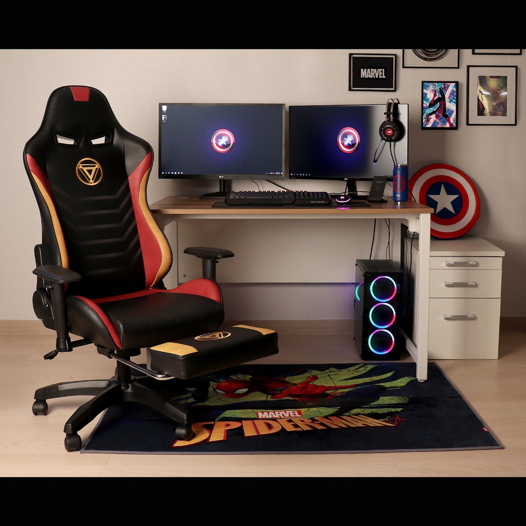 ARCR - Marvel Avengers Gaming Chair With Racing Chairs Footrest - Iron Man