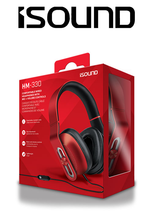 ISOUND HM-330 WIRED HEADPHONES - RED
