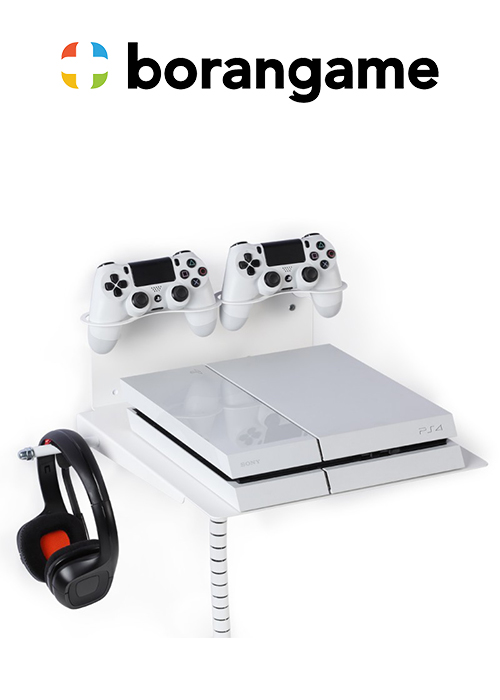 PS4 & Xbox Wall Mount 2 Controller Holders & Headphone - White (Borangame)