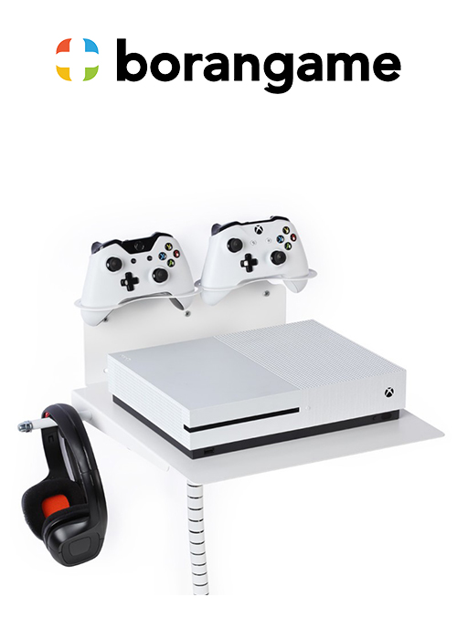 PS4 & Xbox Wall Mount 2 Controller Holders & Headphone - White (Borangame)
