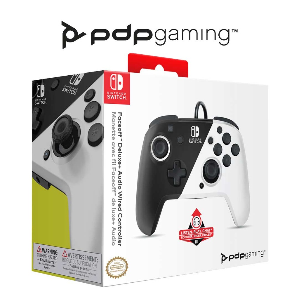 PDP NS OLED Faceoff Deluxe + Audio Wired Controller - Black/White