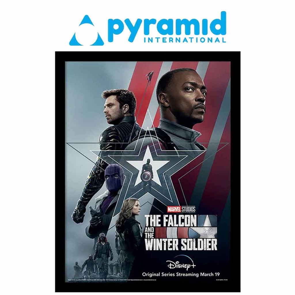 Pyramid - Falcon And The Winter Soldier Stars And Stripes (Wooden Frame)