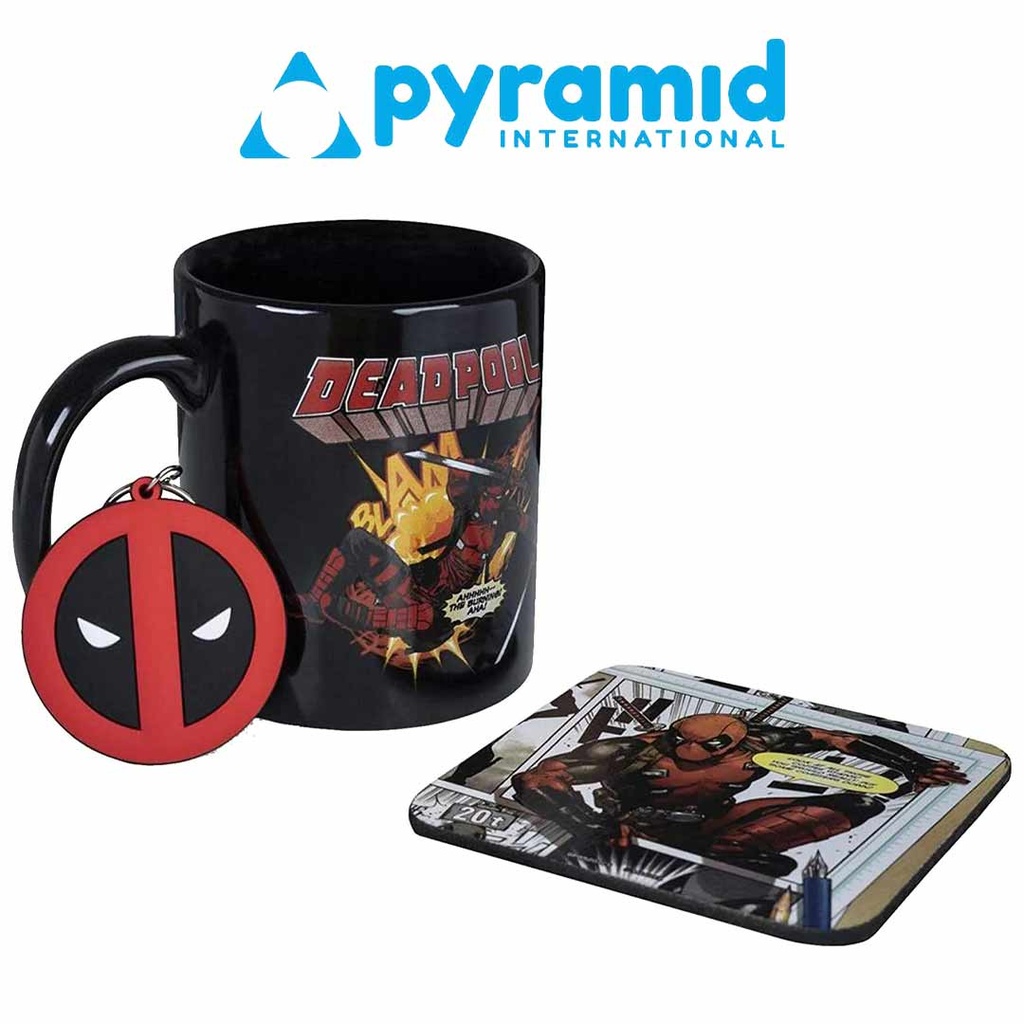 Pyramid - Deadpool Merc Goals- Mug Coaster & Keychain Gift Set of 3