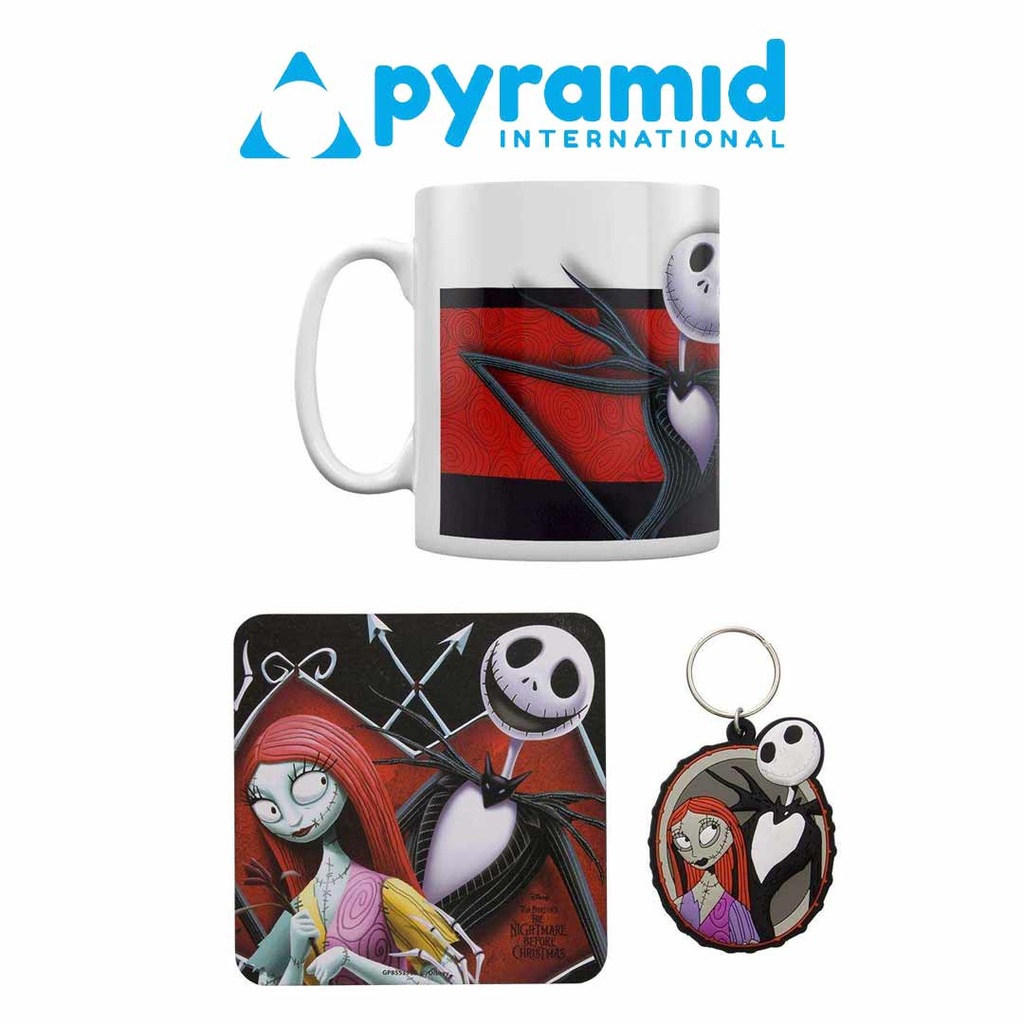 Pyramid- The Nightmare Before Christmas Jack&Sally- Mug Coaster & Keychain Gift Set of 3