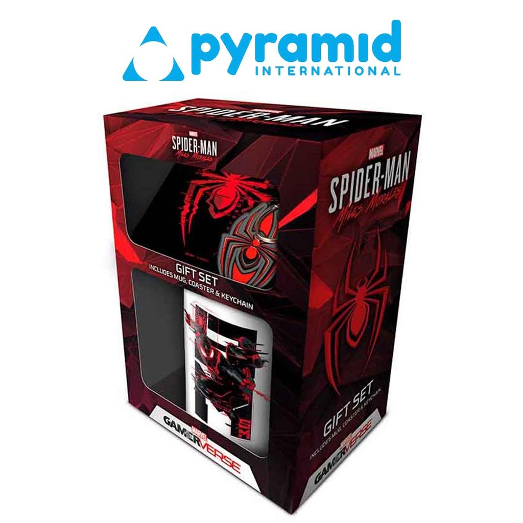 Pyramid- Spider-Man Miles Morales Web Glitch- Mug Coaster & Keychain Gift Set of 3