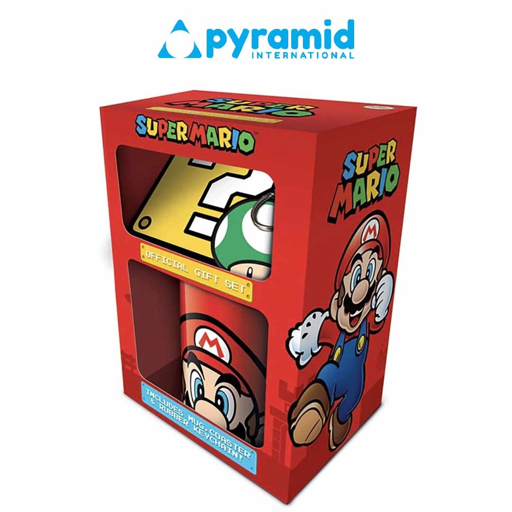 Pyramid - Supermario Mario- Mug Coaster & Keychain Gift Set of 3