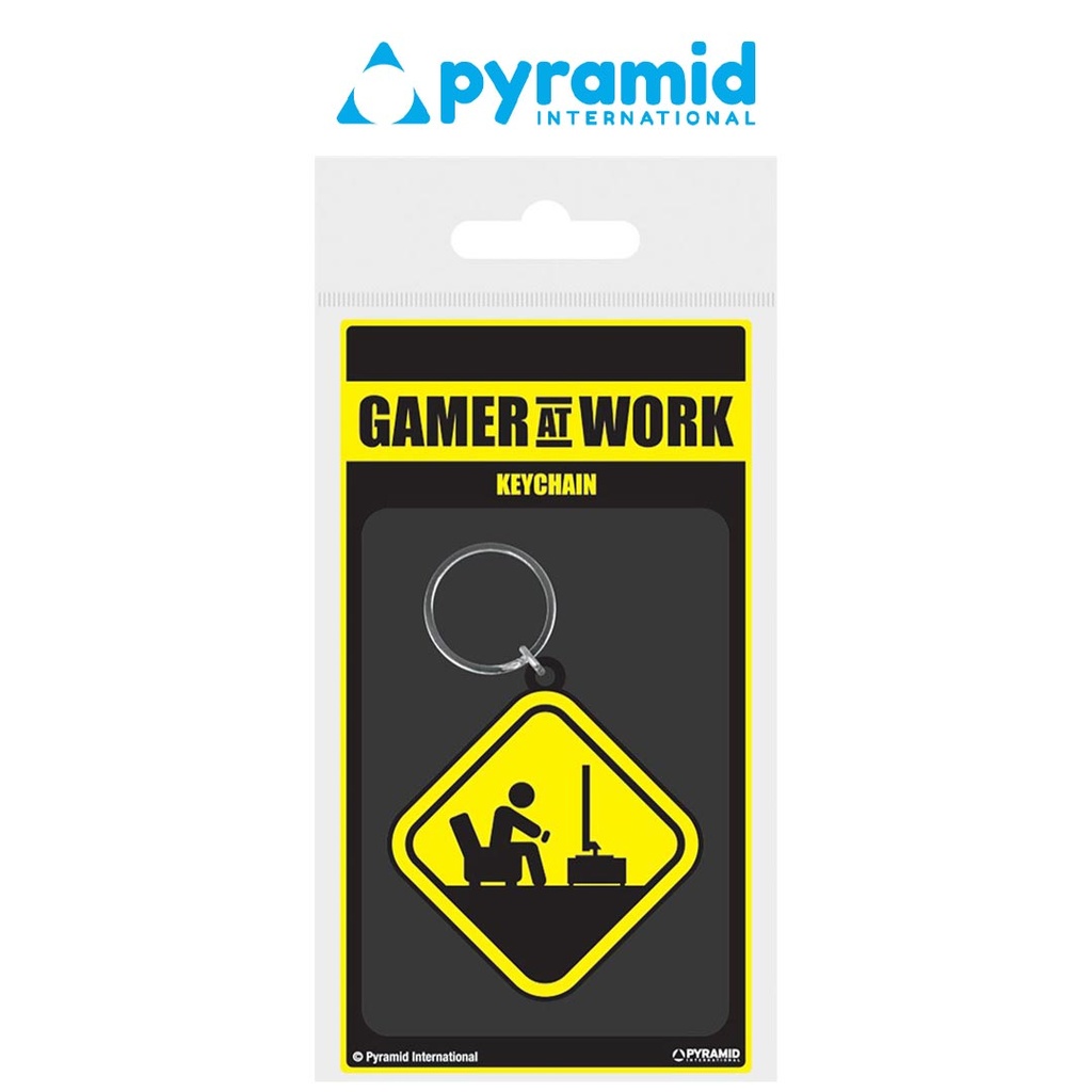 Pyramid - Gamer At Work (Caution Sign) Pvc Keychain