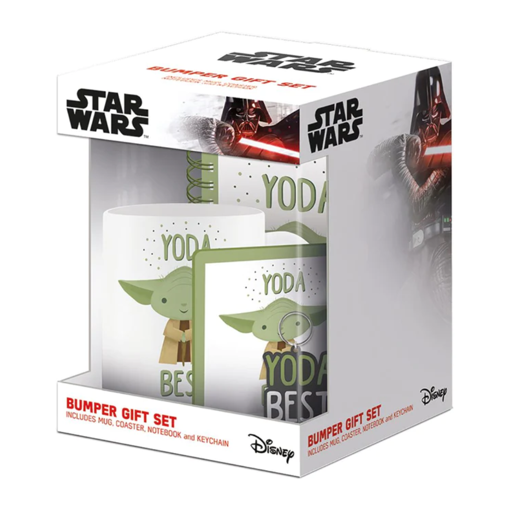 Pyramid- Star Wars Yoda- Mug Coaster Notebook & Keychain Gift Set of 4