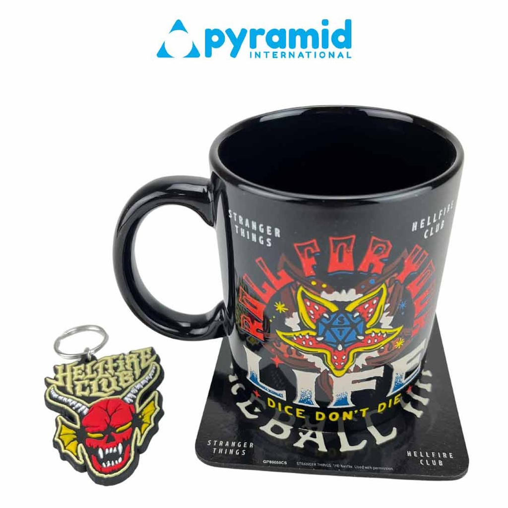 Pyramid- Stranger Things 4 Hellfire-Mug Coaster & Keychain Gift Set of 3