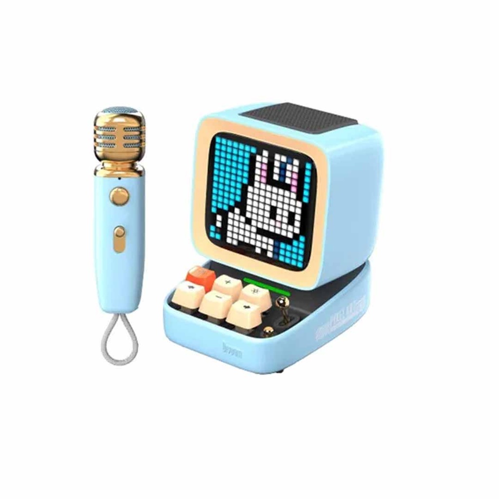Divoom Ditoo-Mic Retro Pixel Art Game Bluetooth Speaker Microphone Karaoke Function Blue