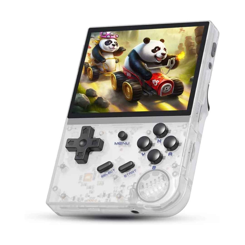 ANBERNIC RG35XX Handheld Game Console Linux System 3.5 Inch HDMI output 64GB (Transparent White)