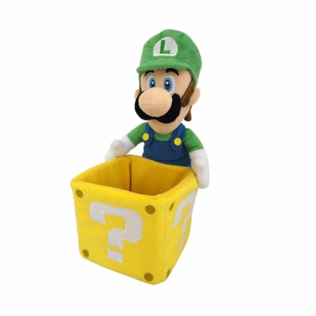 San Ei  Little Buddy Super Mario Bros Luigi With Coin Box Plush