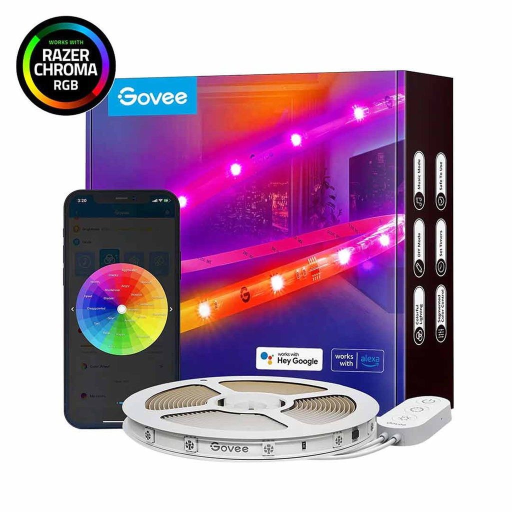 Govee RGBIC Wi-Fi + Bluetooth LED Strip Lights With Protective Coating (5M)