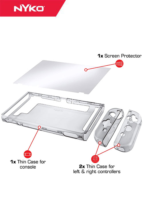 Nyko Nintendo Switch Thin Protective Case With Glass Screen Protector - Clear