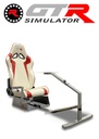 GTR Simulator Touring Model Simulator with Silver Frame and Adjustable Leatherette Racing Seat - White/Red