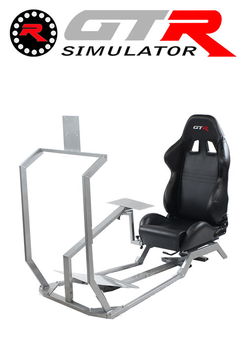 GTR Simulator GT Model with Mounts for Controls, Pedals and Display Adjustable Leatherette Seat - Black