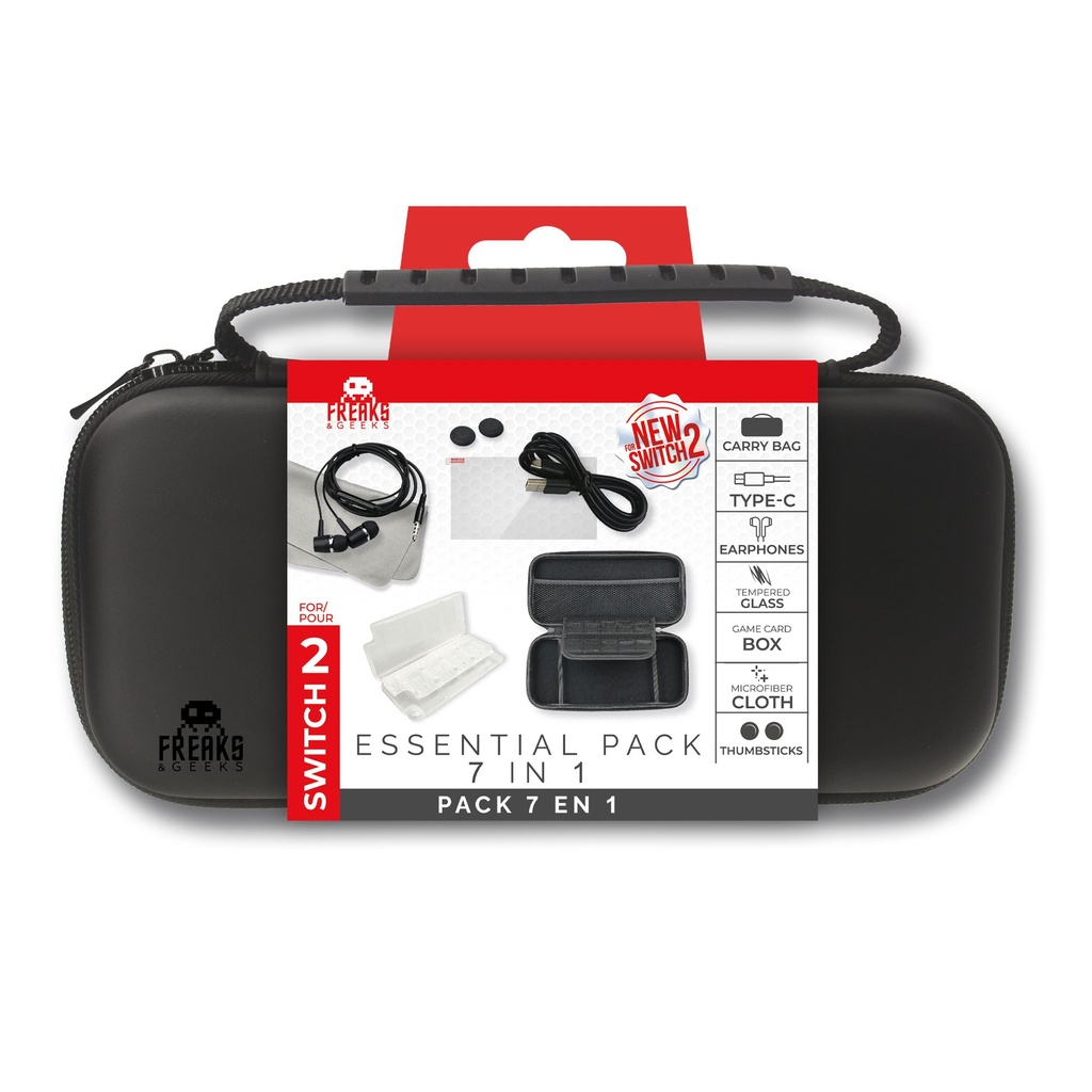 Freaks And Geeks - Nintendo Switch 2 - 7in1 Travel Carry Case Black