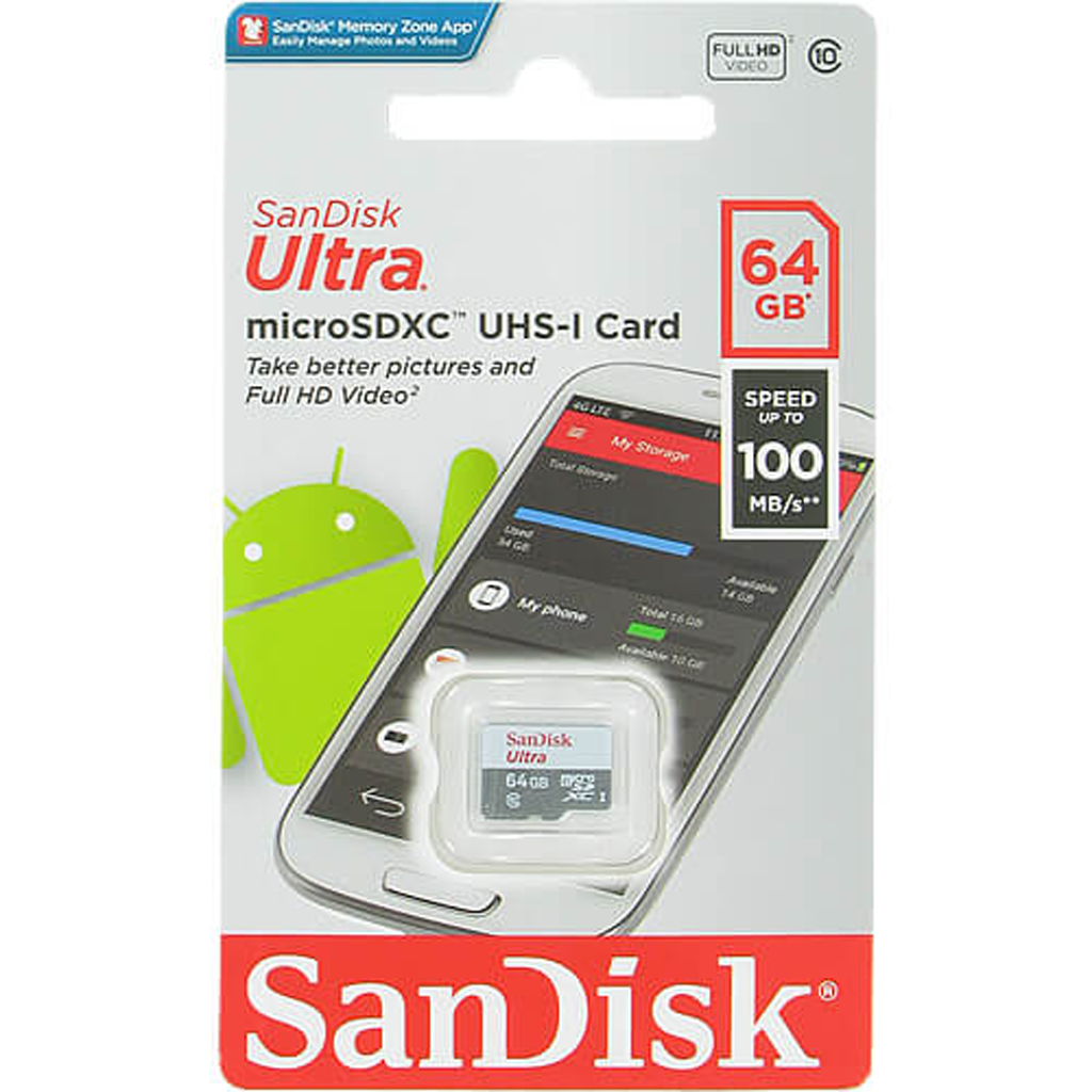 SanDisk 64GB MicroSD upto 100MB/S