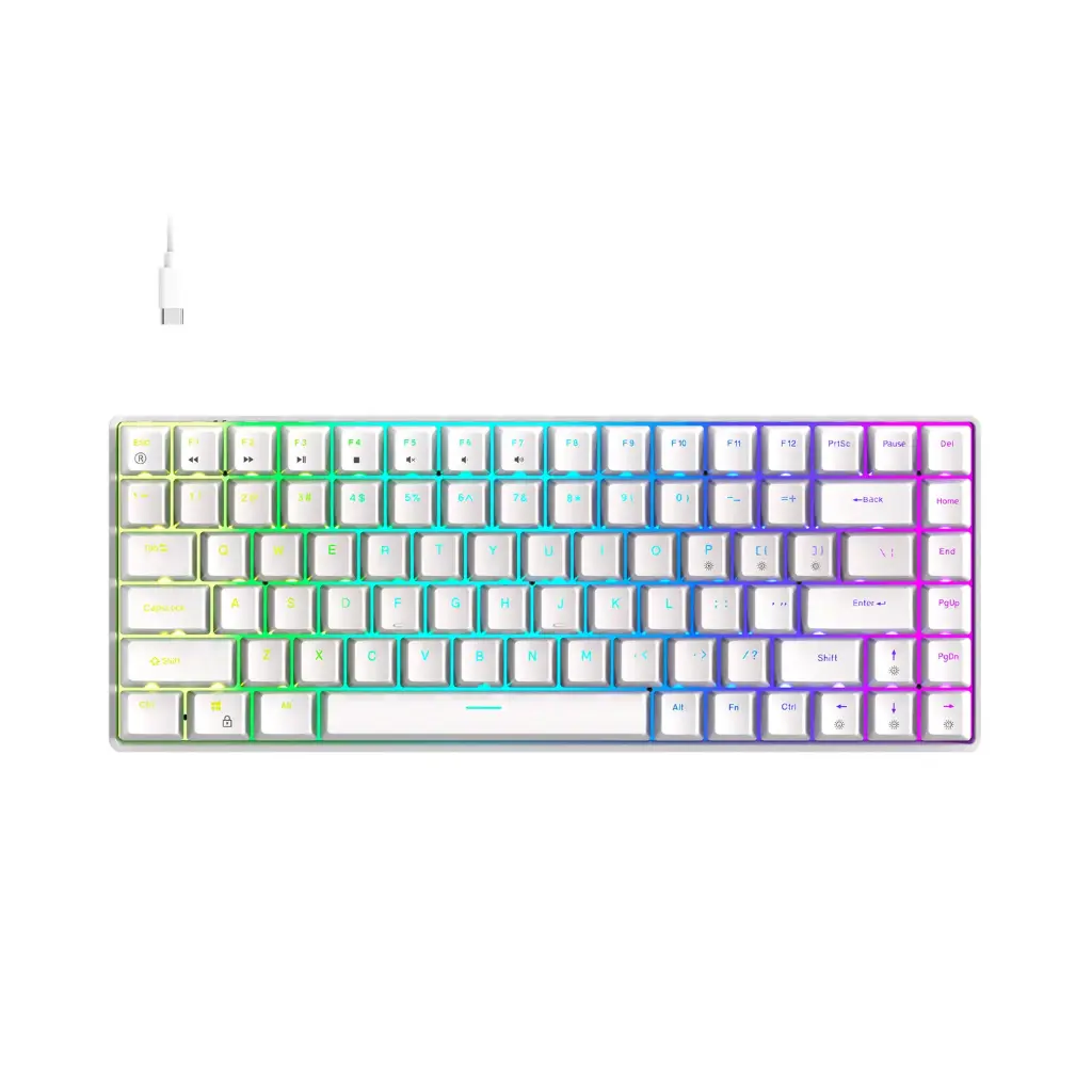 Foxxray 84-Key Hot-Swappable Blue Switch Mechanical Wired Gaming Keyboard