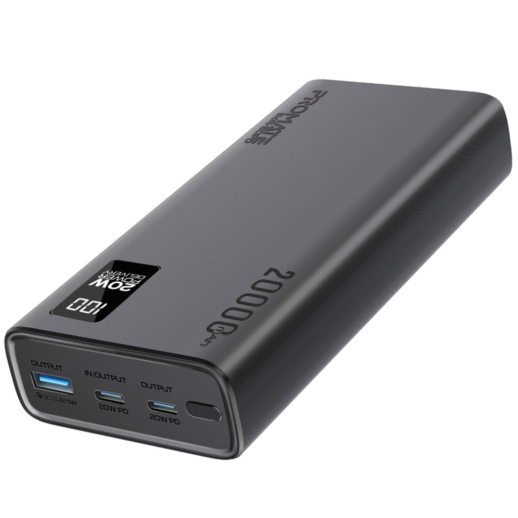 Promate 20000Mah Dual USB-C Smart Charging Power Bank