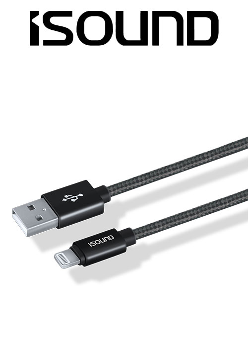 ISOUND 10FT(3M) BRAIDED LIGHTNING CABLE - BLACK