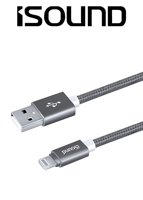 ISOUND 10FT(3M) Braided Lightning Cable - Silver