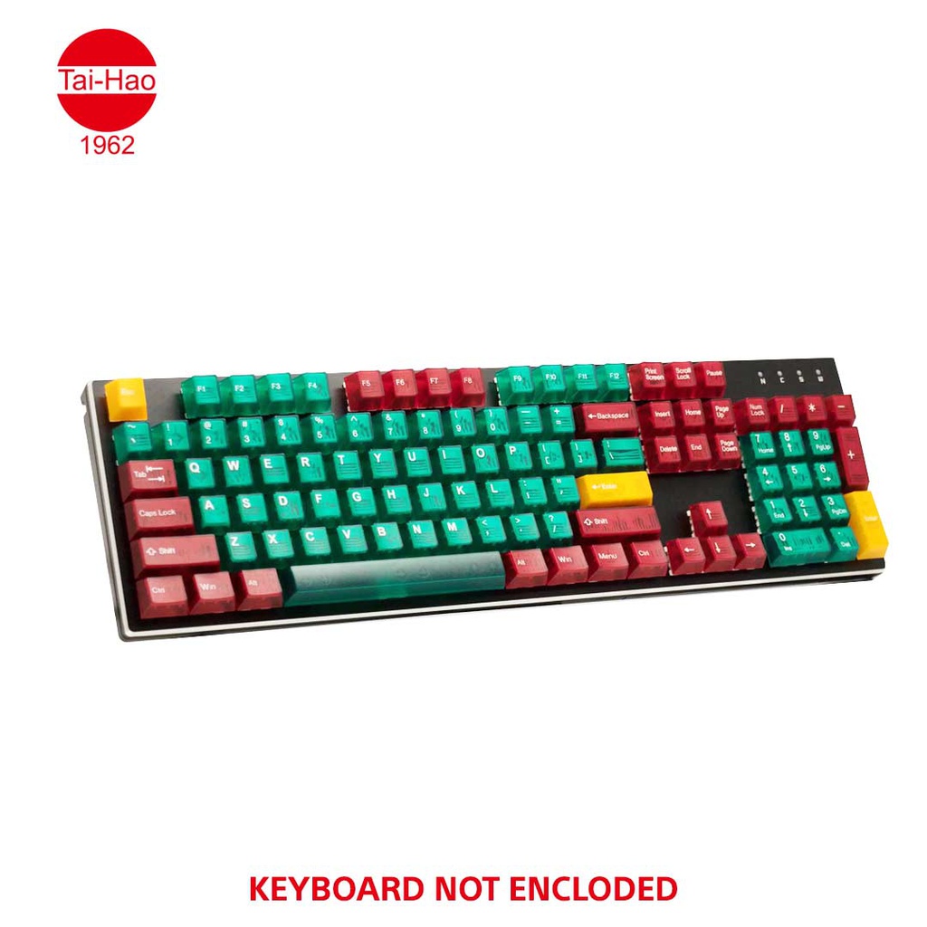 Tai-Hao 116-Keys ABS Double Shot Cubic-Keycap Set - Translucent Green & Red