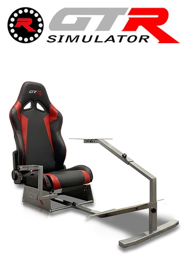 [675860] GTR Simulator Touring Model Simulator with Silver Frame and Adjustable Leatherette Racing Seat - Black/Red