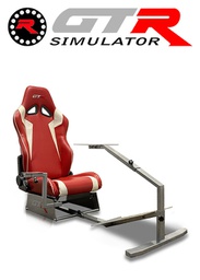 [675861] GTR Simulator Touring Model Simulator with Silver Frame and Adjustable Leatherette Racing Seat - Red/White
