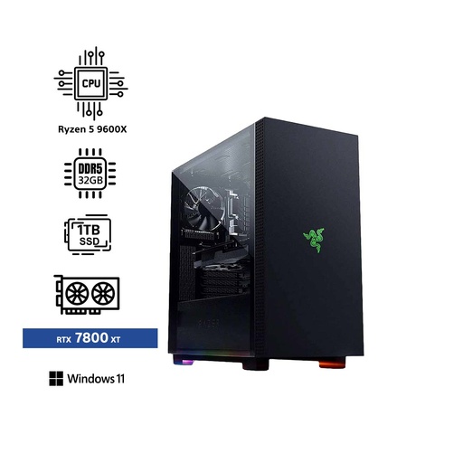 [697946] LEGEND LE2-Gaming PC-Ryzen 5 9600X/32GB DDR5/1TB SSD M.2/RX 7800XT/WIN 11