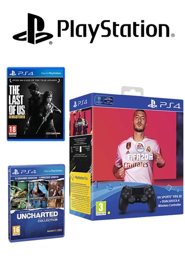 [676329] PS4 DS4 Controller Black + FIFA 20 Bundle + 2 Games
